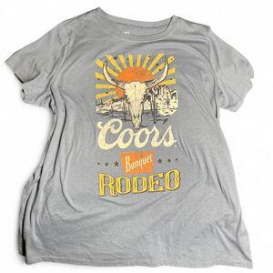 Coors Banquet Rodeo Bull Graphic Blue T-Shirt Size L